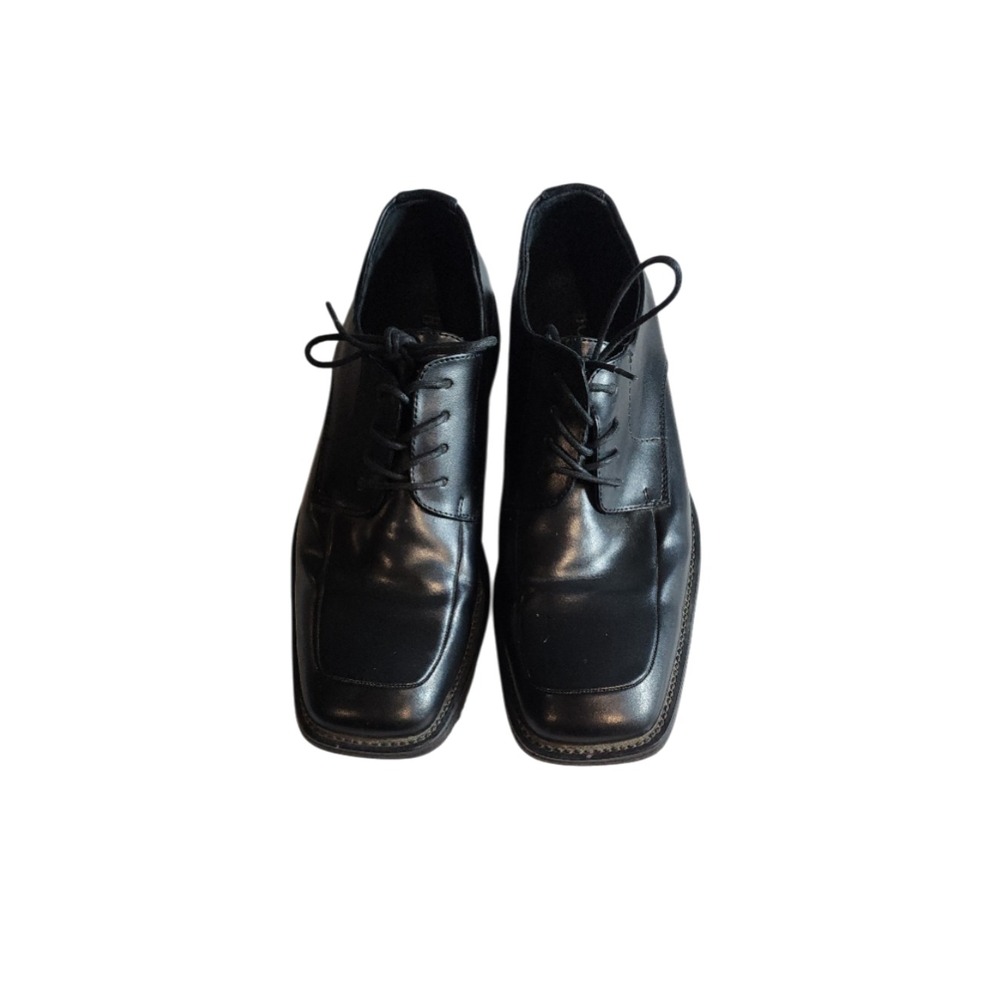 Borelli Martin Men's Oxford Dress Shoes Black Leather Square Toe 11.5 Lace Up